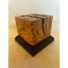OLIVE WOOD PEDESTAL BASE WITH OLIVE 6x6x6,5