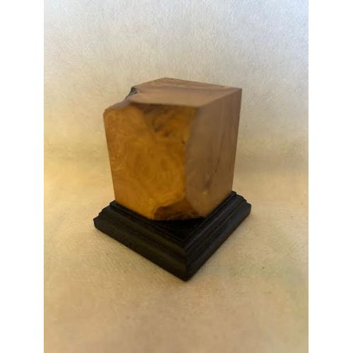 OLIVE WOOD PEDESTAL BASE WITH BLACK BASE 4x4x7