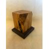 OLIVE WOOD PEDESTAL BASE WITH BLACK BASE 4x4x7