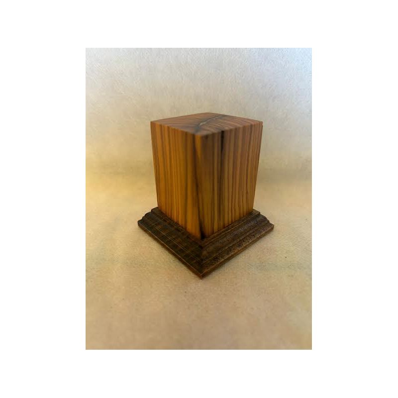 PEANA PEDESTAL MADERA DE OLIVO CON BASE NEGRA 4x4x7