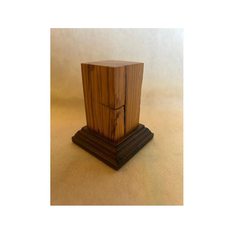 OLIVE WOOD PEDESTAL BASE WITH OLIVE 3x3x6,5